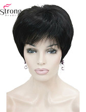 StrongBeauty-Peluca de cabello sintético para mujer, cabellera corta, Josas, color negro 2024 - compra barato