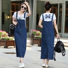 Women Ladies Long Denim Strap Solid Spaghetti Strap Jean Dress Loose Fitting Sleeveless Long Overalls Dungarees New Fashion  2024 - buy cheap