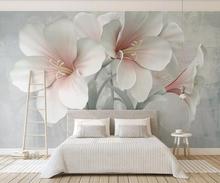 Customized large-scale 3D mural wallpaper flower 3D 3D embossed flower TV background wall 2024 - buy cheap