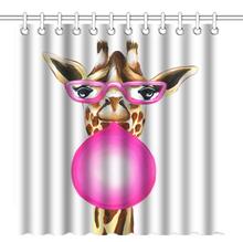 Shower Curtain with Hooks, Funny Giraffe with Glasses and Pink Palette Bubble Gum Humorous Design Artwork 2024 - buy cheap