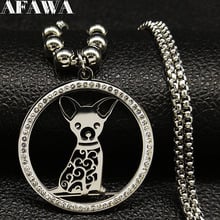 2022 Chihuahua Crystal Stainless Steel Statement Necklace Women Silver Color Bead Necklace Jewelry colgantes mujer moda N77499B 2024 - buy cheap