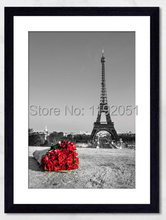 Quadros em tela romance torre eiffel rosa vermelha preto e branco fotos 1 painel decoração para casa arte 2024 - compre barato