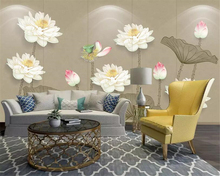 Beibehang Custom wallpaper mural modern HD Lotus Photo wallpaper TV background wall papel de parede wallpaper for living room 2024 - buy cheap