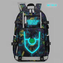 The Rising of the Shield Hero bag luminous laptop Travel bags USB Charging knapsack Tate no Yuusha no Nariagari Oxford Backpack 2024 - buy cheap