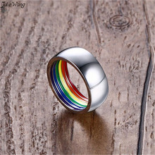 Кольца для мужчин Julie Wang, радужные кольца из нержавеющей стали для мужчин, ЛГБТ, выход из шкафа, ювелирные изделия для геев, друзей 2024 - купить недорого