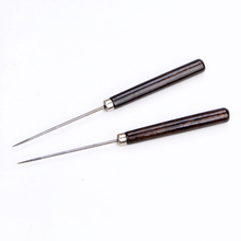 Wooden Handle Steel Awl Hand Stitching Taper DIY Cloth Leather Sharp Puncher Handcraft Knitting Sewing Needle Gadget Dia 2mm 2024 - buy cheap