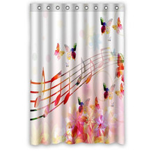 Custom Waterproof Bathroom Butterfly Music Note Shower Curtain Polyester Fabric Shower Curtain 2024 - buy cheap