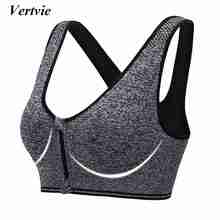 Vertvie Women Zipper Push Up Sports Bras Padded Wirefree Shockproof Gym Fitness Athletic Running Yoga Vest Sports Tops 2024 - buy cheap