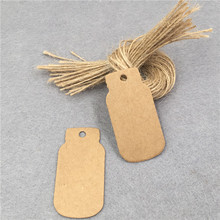 100pcs/lot 5x2.5cm Blank Brown Bottle Shape Paper Tag Card For Garment Favor Soap Label With Strings Accept Custom Logo 2024 - buy cheap