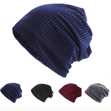 HT2188 Men Women Beanies Winter Fleece Lined Beanie Hat Solid Plain Unisex Big Oversized Skullies Beanies Striped Slouch Beanies 2024 - buy cheap