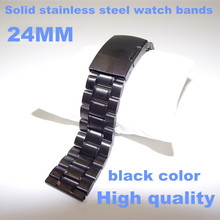 Wholesale 10PCS/ lots  High quality 24MM Solid Stainless Steel Watch band Watch strap black color - 08204 2024 - buy cheap