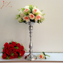 Imuwen castiçal de metal para decoração de casa, candelabro clássico com acabamento prateado de 45 cm para vaso de flores de mesa, evento para casamento ou festa 2024 - compre barato