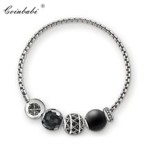 Bracelets Link Chain Antique Silver 925 Sterling Silver Fashion Jewelry For Women Men  Punk Gift Europe Karma Bead Bracelet 2024 - buy cheap