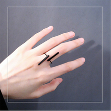 New Creative Adjustable Bague Homme Bijoux Black Gold Color Bar Open Ring for Women Clear Fashion Jewelry Gift Ring Anel 2024 - buy cheap