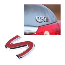 Insignia del emblema rojo S para coche, pegatina de Metal para reacondicionamiento del maletero trasero, cubierta del maletero, para Infiniti Q50, Q50L, Q30, Q70, IPL 2024 - compra barato