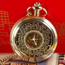 free shipping wholesale ladies mens golden hand wind mechanical Steel steampunk Pocket Watch flower Antique classics rose gifts 2024 - buy cheap