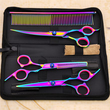 7.0 inch Professional Pet scissors for dog grooming dogs shears hair cutter Straight &Thinning & Curved scissors 3pcs set +comb 2024 - buy cheap