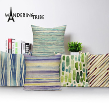 Funda de almohada geométrica nórdica para el hogar, cubierta de cojín de lino de colores, de calidad personalizada, 45x45 2024 - compra barato