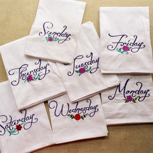 7pcs/set  Monday to Sunday series pure cotton napkins, household cloth placemat, letters embroidered glass, mouth cloth 45*65cm 2024 - buy cheap