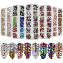 MEET ACROSS-1 caja de diamantes de imitación de Cristal AB de varios tamaños, gemas de colores mixtos, abalorios 3D, decoración artística de uñas para manicura DIY 2024 - compra barato