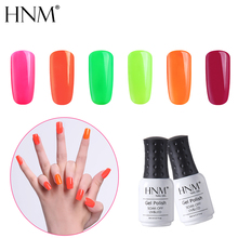 HNM Fluorescence Candy Color Nail Gel Polish Neon Color Soak Off Base Top Coat UV Gel Nail Art Lacquer Varnish Semi Permanent 2024 - buy cheap