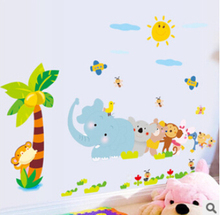 Cartoon animal Vinyl Wall stickers for kids rooms Home decor DIY Child Wallpaper Art Decals 3D Design House Decoration 2024 - buy cheap