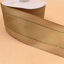 N2004 63mm Christmas gold cotton ribbon gift packaging wired edge ribbon 25yards roll 2024 - buy cheap