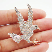 Charming Crystal Eagle Art Nouveau Clear Bird Gold Tone Brooch Pin 2024 - buy cheap