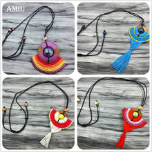 AMIU Handmade Necklace Bohemian Style Design Women Fashion Charm Jewelry Trendy Ethnic jewelry Beads Handmade Tassel Necklace 2024 - buy cheap