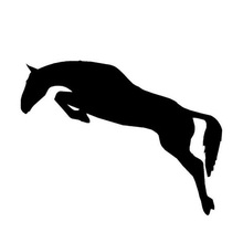 14*5.9CM HORSE Jumping Equestrian Cartoon Car Stickers Motorcycle Decals Car Styling Black/Silver C2-0187 2024 - buy cheap