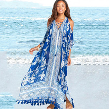 Vestido de capa kaftan pareo sexy, túnica saída de praia para praia 2024 - compre barato