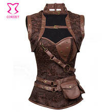 Vintage Brown Brocade Sexy Gothic Corsets And Bustiers Steampunk Clothing Women Plus Size Corset Waist Trainer Steel Bone S-6XL 2024 - buy cheap