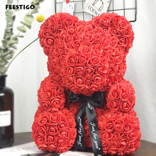 Oso de poliestireno rojo, Rosa Artificial, decoración de boda, cumpleaños, Año Nuevo, regalos de San Valentín, 25cm/40cm, 1 ud. 2024 - compra barato
