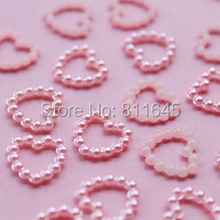 1000pcs/lot Free shipping cheap imitation pink plastic half pearl heart beads flatback cabochon Scrapbooking Craft 11mm 2024 - buy cheap