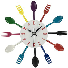 Creative Wall Clock Multicolor Home Decoration Cutlery Kitchen Utensil Spoon Fork Clock Wall Clock 2024 - buy cheap