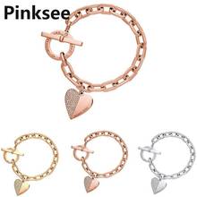 Fashion Golden Women Jewelry Crystal Cuff Charm Bangle Chain Heart Shape Pendant Bracelet For Lovers Friendship Bracelet 2024 - buy cheap