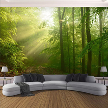 Papel tapiz 3D moderno para decoración De pared, murales De paisaje con luz De sol verde, para sala De estar, TV, sofá, fondo, Papel De pared 2024 - compra barato
