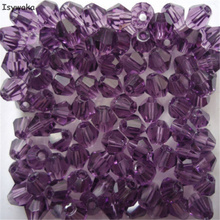Isywaka venta púrpura brillante 100pcs 4mm Bicone Austria cuentas de cristal encanto cuentas de vidrio espaciador flojo para hacer joyería DIY 2024 - compra barato
