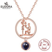 EUDORA 925 Sterling Silver Rose Gold & Silver 100 languages I love you Projection Pendant Necklace Love Memory Wedding Necklaces 2024 - buy cheap