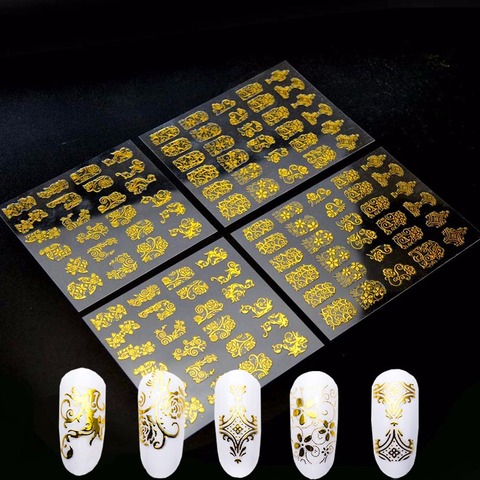3D Nail Art Stickers 108pcs/sheet Decals Metallic Nail Stickers Multiple Colors Manicure Nail Art Decorations 4SZJ1106 2022 - buy cheap