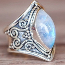 Винтажное серебряное кольцо с большим камнем для женщин, модное богемное ювелирное изделие в стиле бохо, новинка 2019 2024 - купить недорого