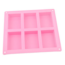 1PC 6 Handmade Rectangle Silicone Soap Mold Chocolate Cookies Mould Cake Decorating Fondant Molds Pink Color QB888084 2024 - compre barato