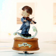 Pure love boy with Violin rotating decorations music box birthday gift for boy Christmas new year gifts 2024 - buy cheap