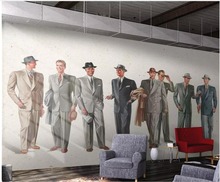 Papel de parede personalizado foto 3d de quarto masculino, retro europeu pintado à mão loja de roupas 3d mural de paredes 3 d 2024 - compre barato