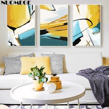 NUOMEGE-pintura abstracta de oro minimalista, carteles e impresiones de líneas de arte de pared, imágenes decorativas para decoración de sala de estar 2024 - compra barato