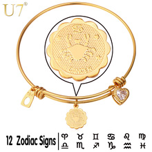 U7 Classical 12 Zodiac Constellations Jewelry  Gold Color Zirconia Cancer Bracelets Bangles Women Gift H671 2024 - buy cheap