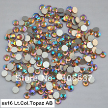 Free Shipping! 1440pcs/Lot, ss16 (3.8-4.0mm) Lt. Col. Topaz AB Flat Back Non Hotfix Glue On Nail Art Rhinestones 2024 - buy cheap