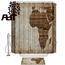 Art Store Africa Map Stripes Plank Shower Curtain Bath Sets With Rugs 2 Piece Bathroom Set Shower Curtain Sets Bathroom Decor 2024 - buy cheap