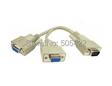 6 Inch 1 Male To 2 Dual Female PC VGA SVGA HD15 Monitor Y Splitter Adapter Cable 2024 - buy cheap