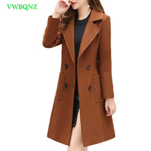 Spring Autumn New Korean Slim Long Woolen Coat Women Temperament Woolen Coats Women's Double-breasted Plus size Overcoats A428 2024 - buy cheap